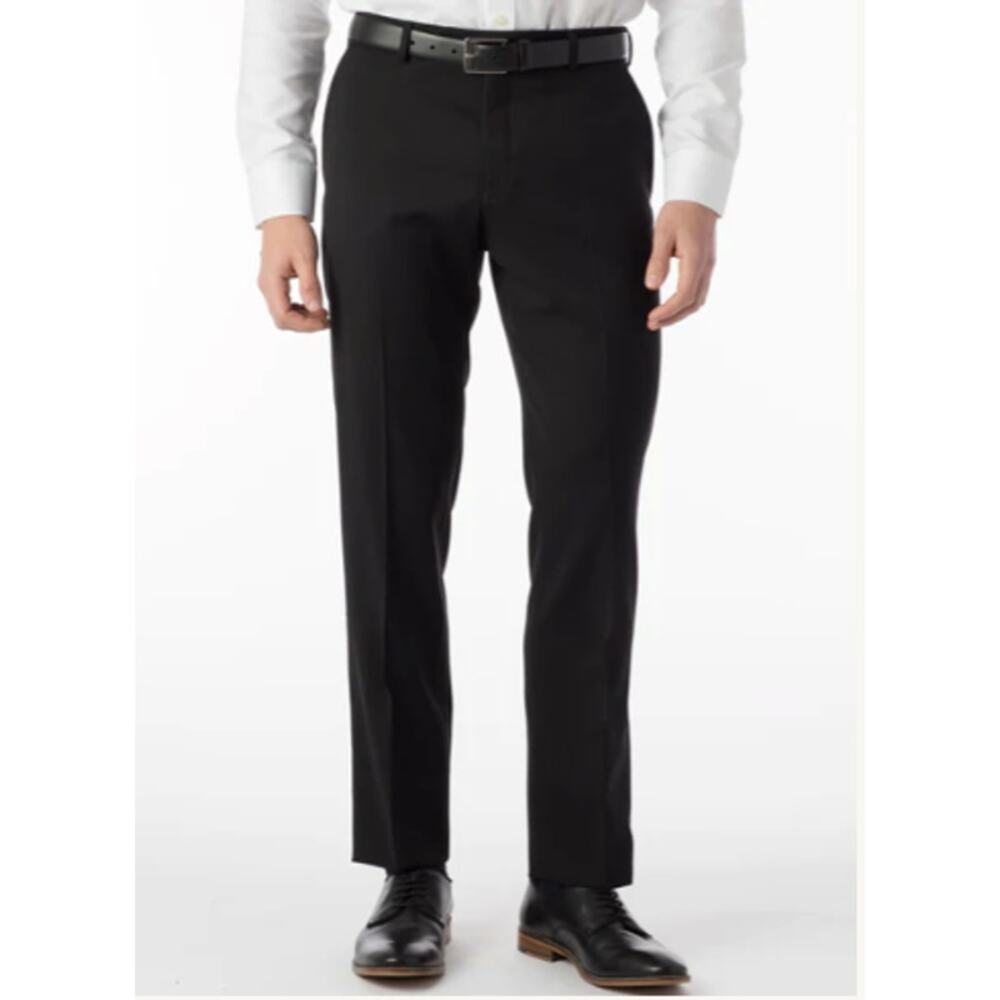 BALLIN Theo Super 120's Wool Blend Black Dress Slacks Pants // 34 x 30